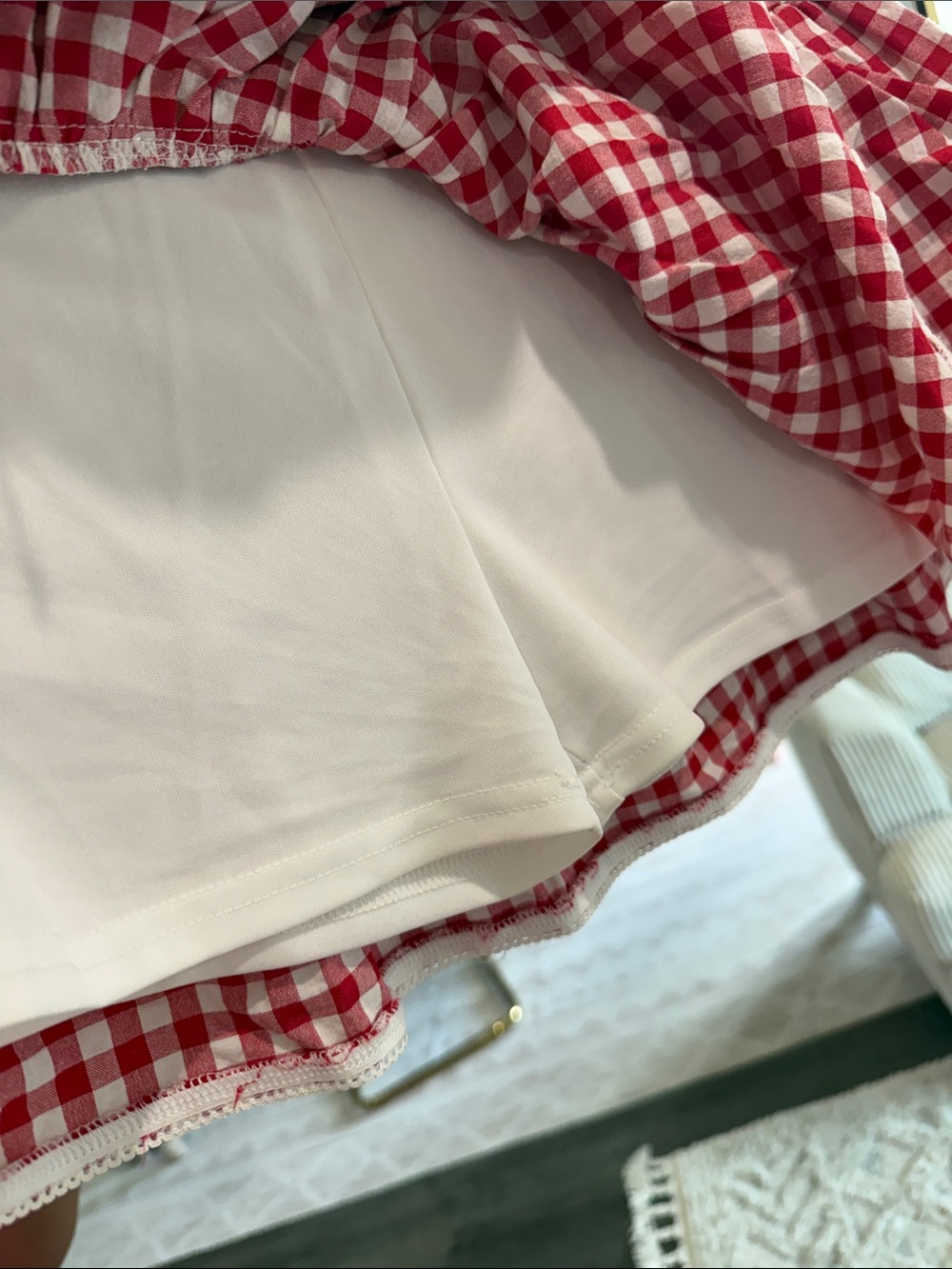 Red Gingham Ruffled Mini Skort - Picture 4 of 4